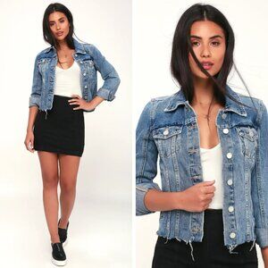 Blank NYC Traffic Jam Light Wash Raw Hem Denim Jacket